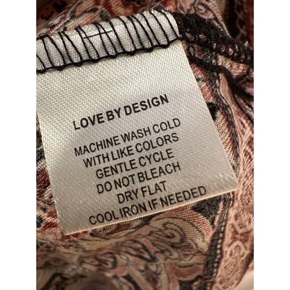 Love by Design Sleeveless Dress XS Rust Black Boho Print Rayon Scoop Neck - Picture 5 of 5